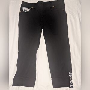 Coogi Junior's 15/16 Black Jeggings With Whote Tiger Print Accents